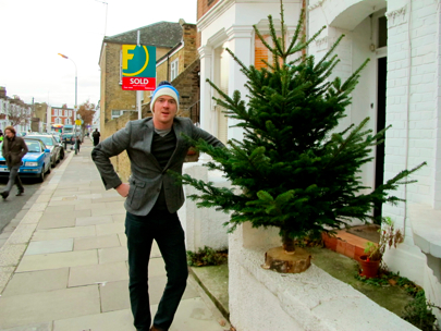 Daise with his prized Christmas tree 